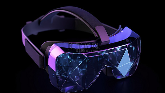 3D虚拟现实耳机眼镜中的金属几何环境为元宇宙技术铺平道路