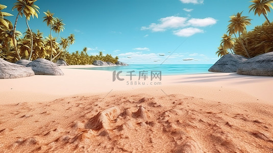 海滩壁纸背景图片_华丽的夏季背景精美沙滩壁纸的 3D 渲染