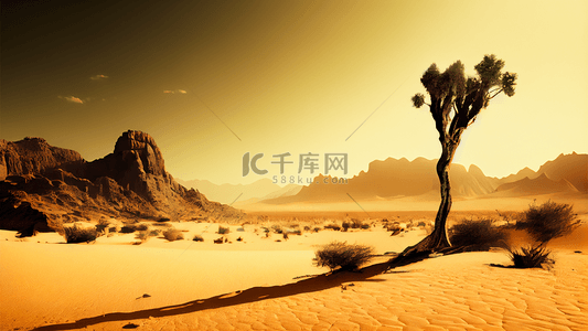 西北民居背景图片_沙漠沙丘植被荒凉背景