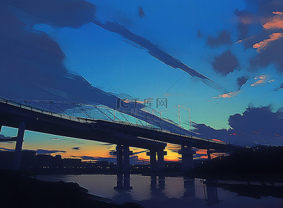 新日背景图片_圣路易斯日落后拍摄的新桥