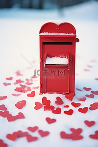 邮箱背景图片_一个红色的邮箱，上面有小心形