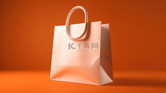 情侣白色背景图片_橙色背景在 3D 渲染中增强了白色购物袋