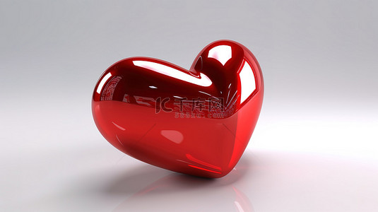爱卡背景图片_白色背景上作为爱和崇拜象征的 3D 红心插图