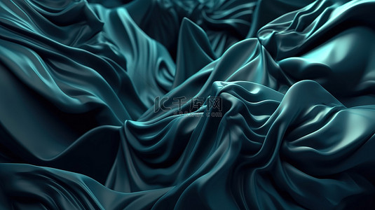 3D 渲染中的当代蓝色抽象背景，带有柔和的波浪和褶边