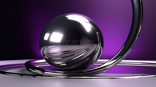 悬浮的面背景图片_抽象悬浮银紫色几何形状，带空白框架和金属饰面
