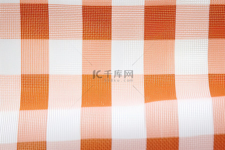 橙色格子背景图片_格子图案橙色和白色机织棉布