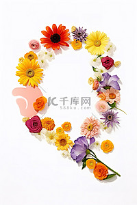 英语艺术背景图片_白色背景花中的花卉艺术字母 q