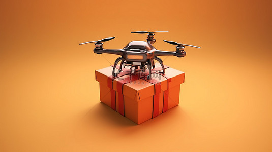 送礼物背景图片_无人机送礼物的 3D 渲染