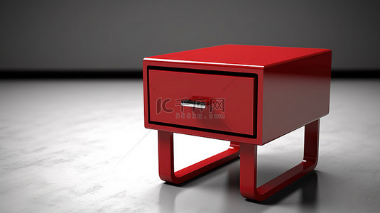 图标装饰背景图片_3d 中光滑的红色单色床头柜图标