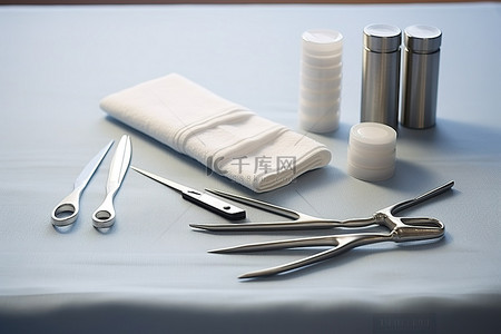 医疗用品用品背景图片_桌面上的一些医疗手术用品