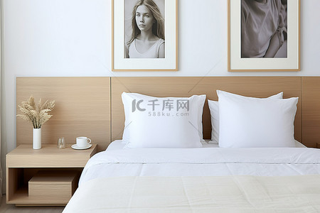 老卧室背景图片_白色的床，床边有框架