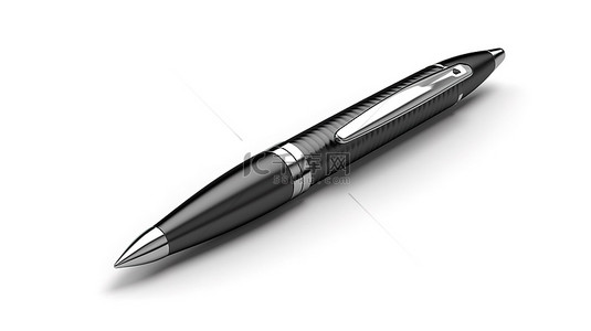 白色孤立黑色圆珠笔的 3d 渲染插图