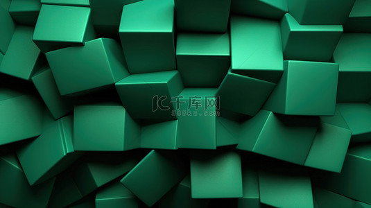 几何绿色织物背景的 3d 渲染插图