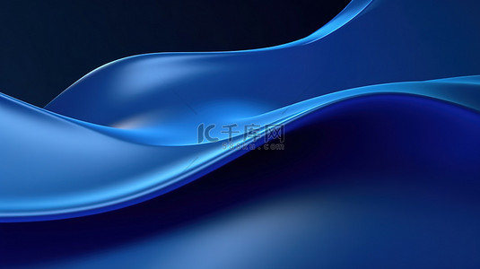 蓝色色调的动态几何波奢华优雅的抽​​象背景 3D 插图