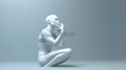 沉思姿势的 3d 插图