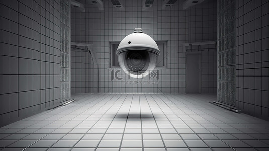 银行金库监控 3d 渲染的闭路电视摄像机