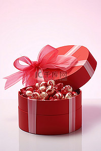 圣诞礼盒红色背景图片_粉色背景糖果的大红色圣诞礼盒