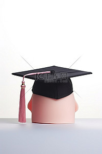 一个粉红色的存钱罐，上面有一个毕业帽