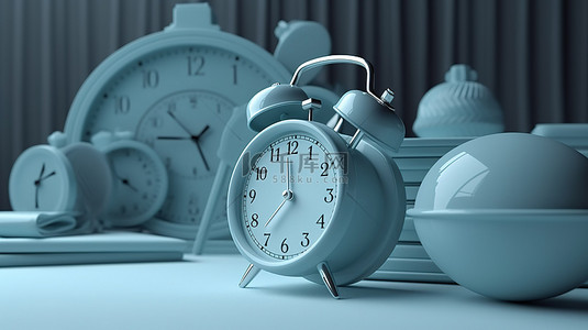 议程安排背景图片_单色 3D 日历和闹钟，可实现高效的日程安排和时间管理