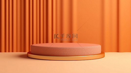 浅橙色背景背景图片_浅橙色 3D 豪华讲台上金线纺织组合物的顶视图平面
