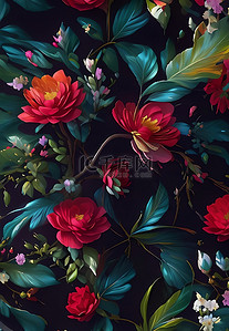 植物绿叶花朵背景图片_山茶花红色鲜花