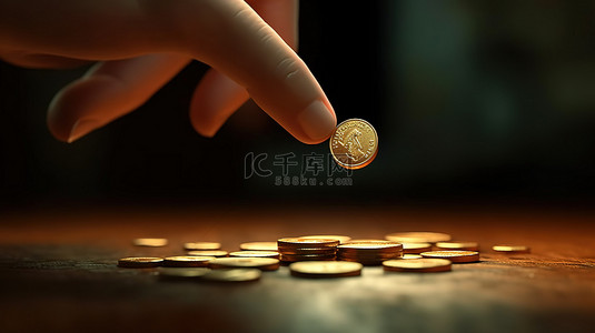 战略硬币放置以 3d 方式说明省钱概念