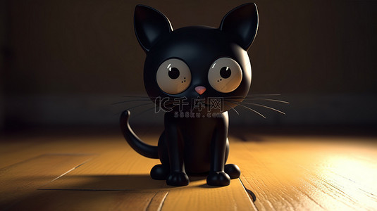 猫黑猫背景图片_光滑的猫科动物 3d 角色