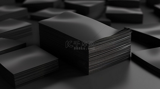 小卡样机背景图片_3d 渲染黑色名片包装纸