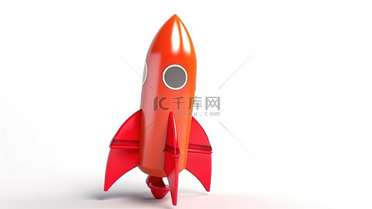 旅行社背景背景图片_白色背景下为太空游客设计的卡通火箭的 3D 渲染