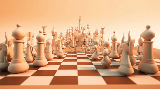 艺术作品设计背景图片_时尚低多边形国际象棋场景的第一步令人惊叹的 3D 艺术作品