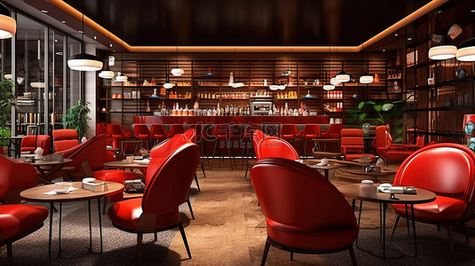 时尚现代的餐厅休息室设计以 3D 渲染