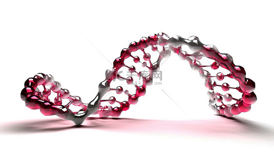 在白色背景上分离的 dna 分子的 3d 渲染描绘了生物化学的概念