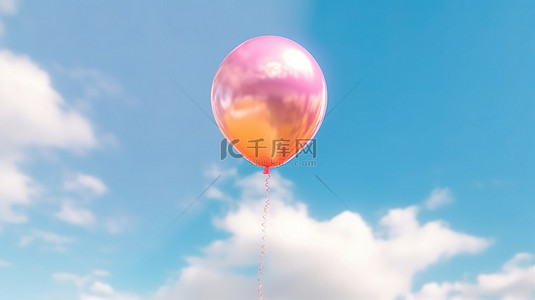 晴朗的天空背景 3d 渲染上充满活力的气球