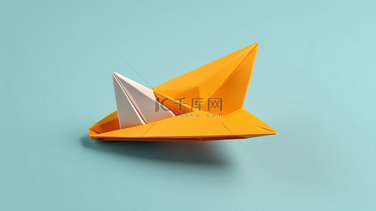 单个纸飞机玩具隔离对象的 3d 渲染