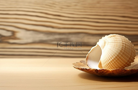 贝类背景图片_贝壳和木桌的图像