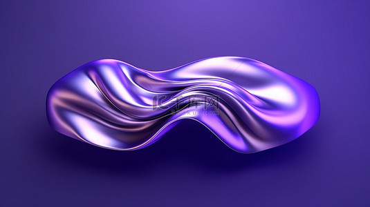 紫色色调背景下波纹金属形式的 3D 渲染