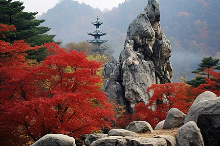 景福宫背景图片_韩国景福宫寺的秋天