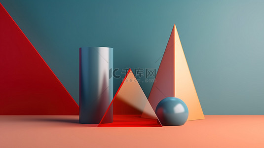 极简艺术背景图片_抽象风格的简单 3D 几何形状