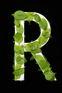 绿叶h背景图片_白色背景下绿叶制成的字母 h