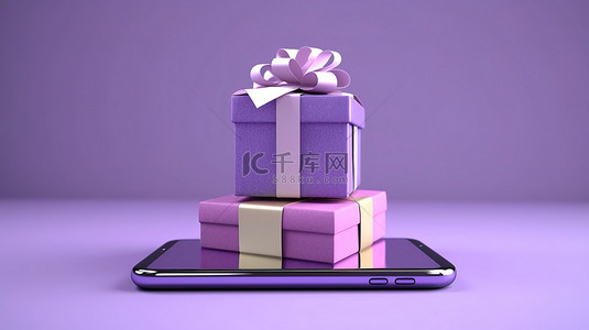 礼品购物背景图片_3d 渲染移动礼品购物服务