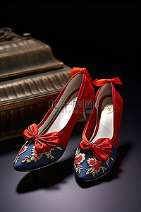 红色传统复古背景图片_中式鞋红色婚鞋女时尚婚鞋芭蕾舞中国女式复古婚鞋红色红鞋拖鞋tza0q