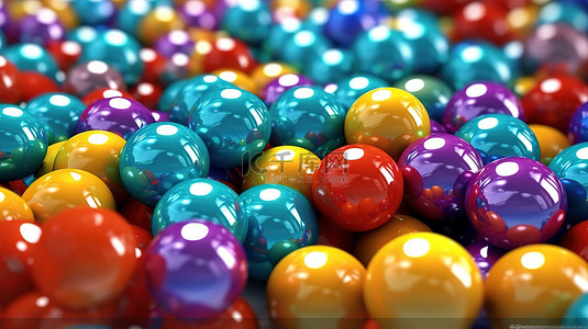 集合色彩背景图片_充满活力的多彩多姿的球体抽象艺术品 3D 渲染的集合