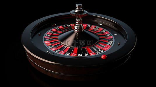 命运背景图片_孤立的黑色轮盘赌轮与红球详细 3d 渲染