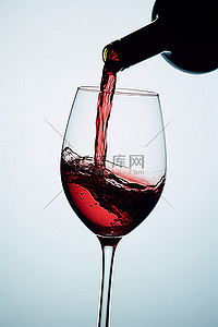 葡萄酒（红酒）背景图片_将红酒倒入没有瓶子的酒杯中