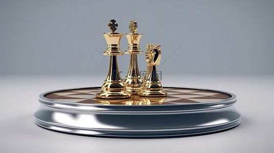 棋子在秤上称重，描绘竞争 3D 渲染