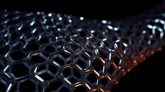 智能网管背景图片_3d 渲染原子和分子结构的石墨烯管