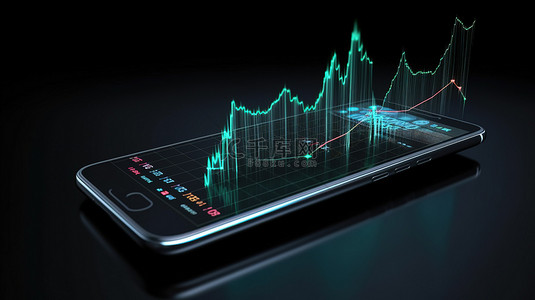 3d 智能手机交易图买卖股票市场指数烛台