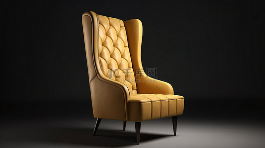 时尚优雅的高背翼椅，豪华现代风格 3D 渲染家具侧视图