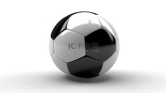 3d 渲染孤立的黑白足球与白色背景上的阴影