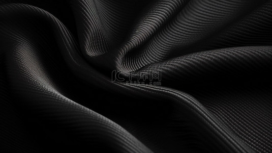 黑色布料背景图片_纹理黑色织物背景的 3d 插图